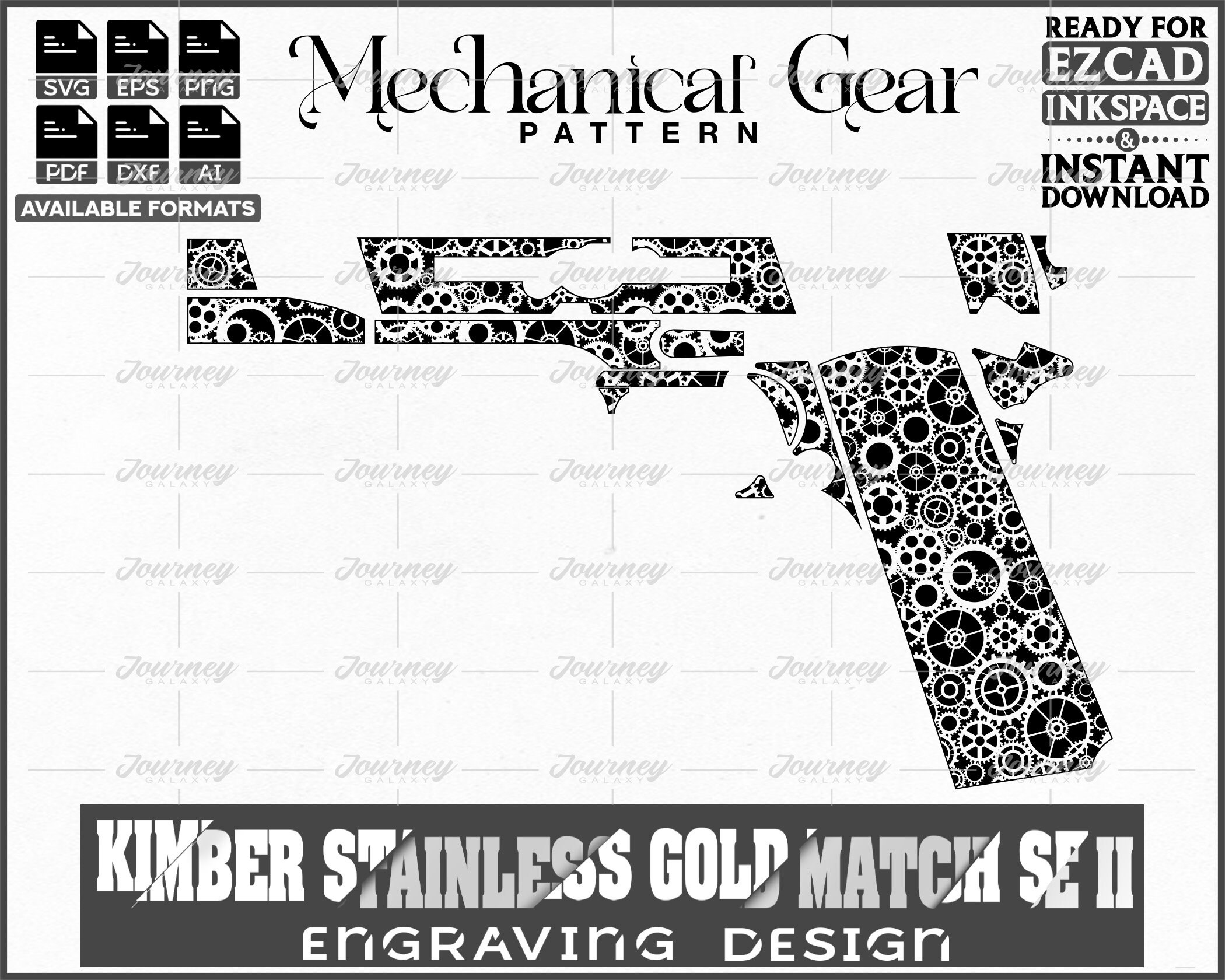 Mechanical Gear Pattern Design for Kimber Stainless Gold Match Se II ...