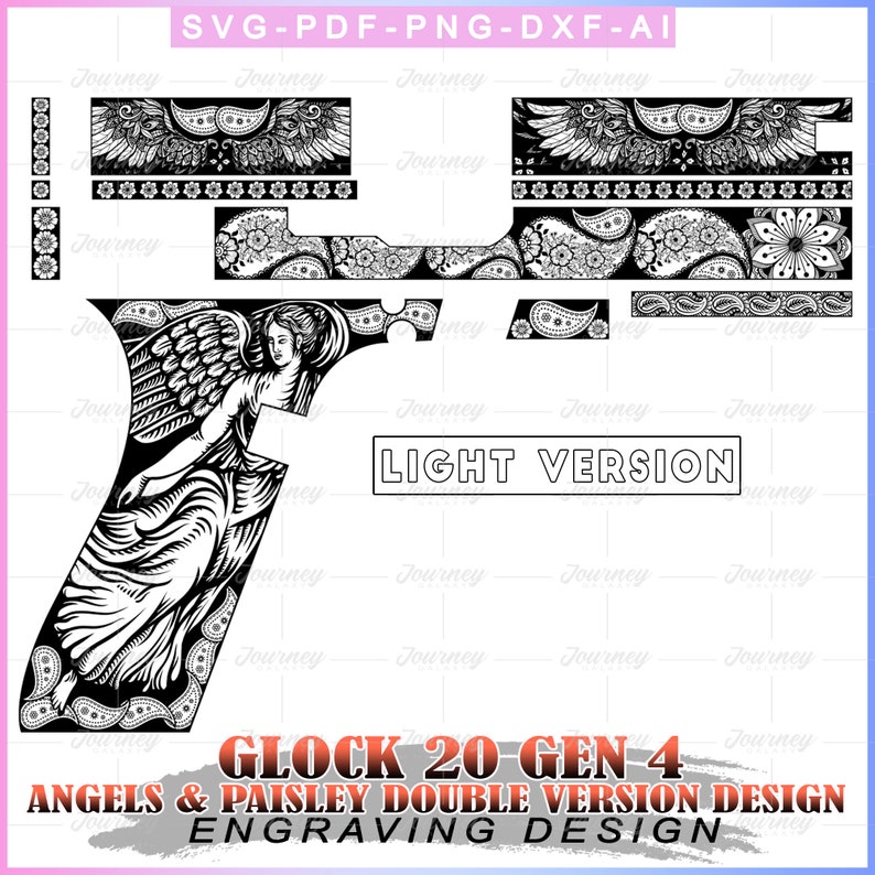 Glock 20 Gen 4 Angels and Paisley Pattern Engraving Design Etsy