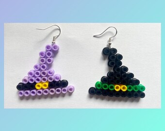 Hama Beads, Witch Hat, Halloween, Design, Decoration, Magnet, Pin Badge, Keyring, Necklace, Hair clip, Earrings