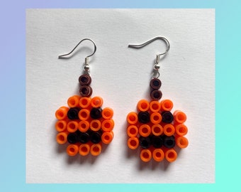 Hama Beads, Pumpkin, Halloween, Design, Decoration, Magnet, Pin Badge, Keyring, Necklace, Hair clip, Earrings