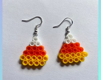 Hama Beads, Candy Corn, Halloween, Design, Decoration, Magnet, Pin Badge, Keyring, Necklace, Hair clip, Earrings