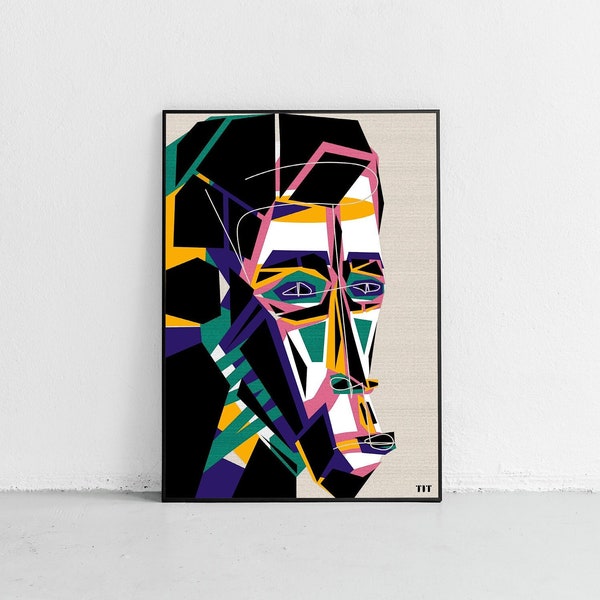 Impression d'art, masque africain, portrait contemporain, Art mural, affiche abstraite, Basquiat inspiration