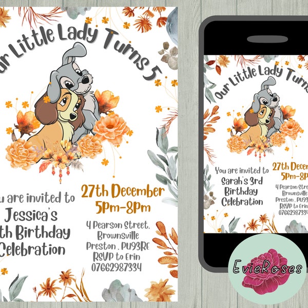 Little lady Birthday Girl Invite, Cute Dog Birthday Text Evite, Digital Kids Birthday Invite, Printable Puppy Invite, E031