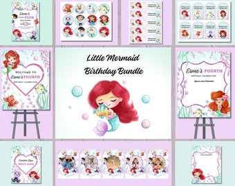 Little Mermaid Birthday Bundle, Printable (Digital Download)