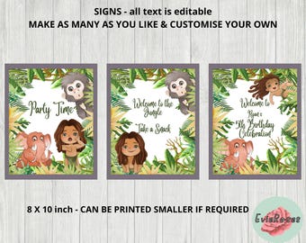Personalized Tarzan Welcome Sign: Jungle Party Decor (Digital Download)