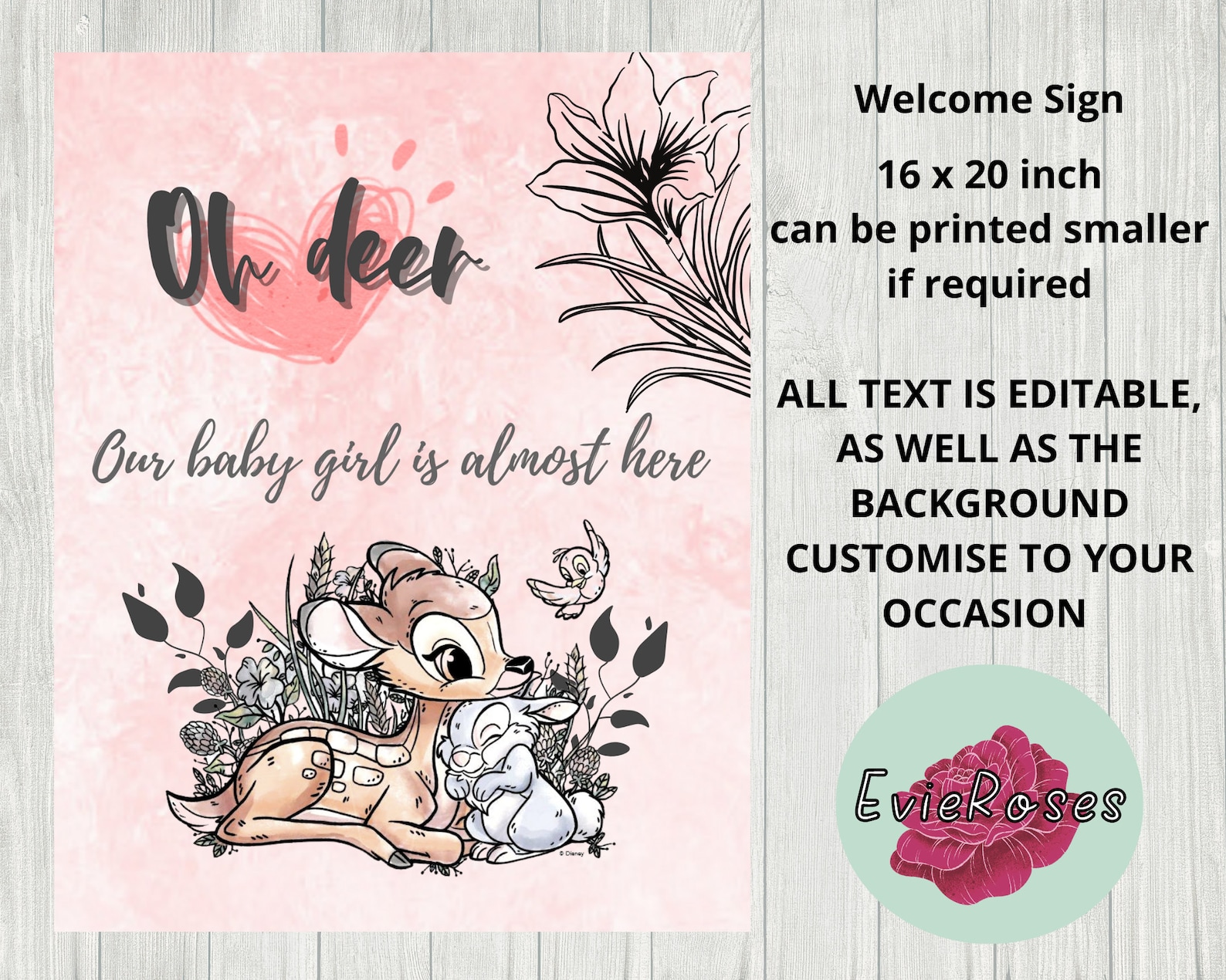 Little Deer Baby Shower Bundle Printable Pink Baby Girl Etsy