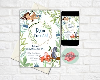 Tarzan Invite: Jungle Birthday Evite (Digital Download)