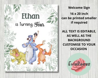 Poster anniversaire dans la jungle : décoration de fête Mowgli (conception numérique)