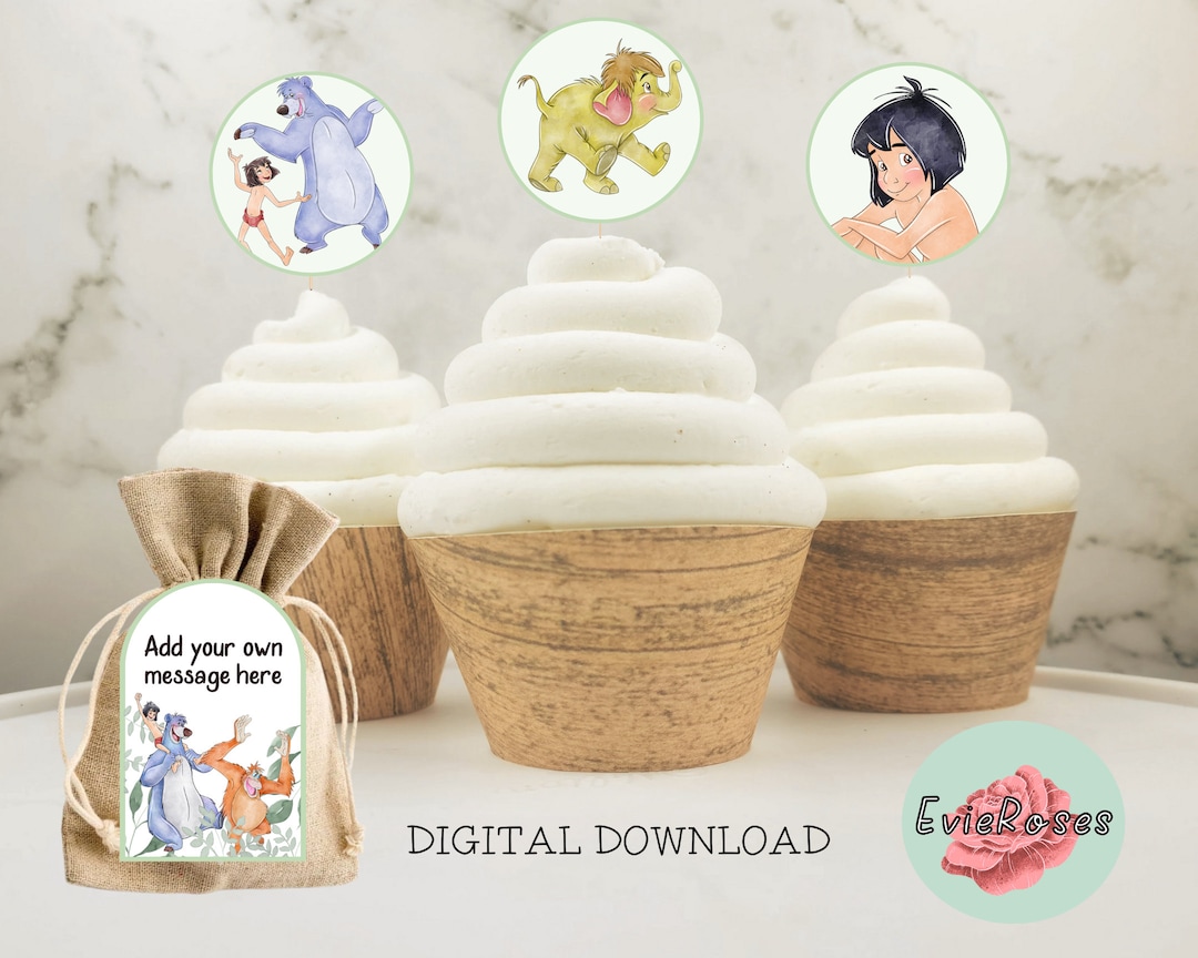 Jungle Gift Tags and Cake Toppers, Jungle Party Printable Party ...