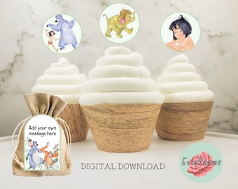 Jungle Gift Tags and Cake Toppers, Jungle Party Printable Party Decoration, Editable Birthday Supplies, E1215