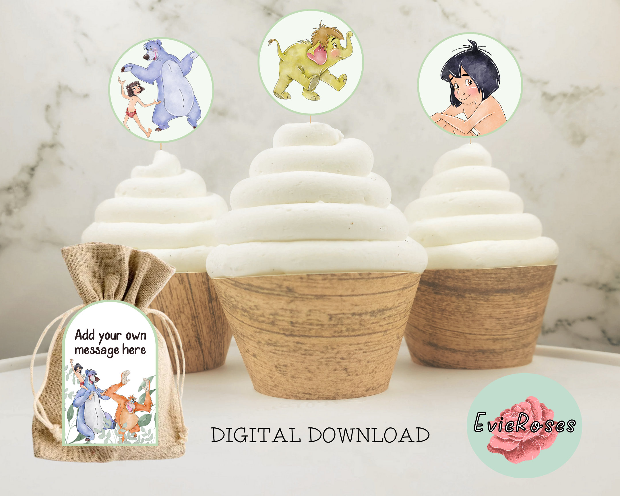 Jungle Gift Tags and Cake Toppers, Jungle Party Printable Party ...