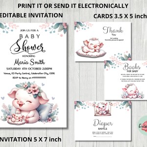 Invitation de baby shower de cochon mignon, lot de cartes de remerciement, carte de tombola de couches de porcelet, décoration de fête mère et bébé, lot rose et bleu