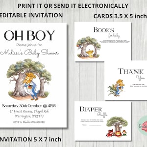 Baby Simba Invite and Thank You Card Party Bundle, Lion Baby Shower Evite, King Printable Invite, Lion Cub Diaper Raffle, Minimalist Jungle