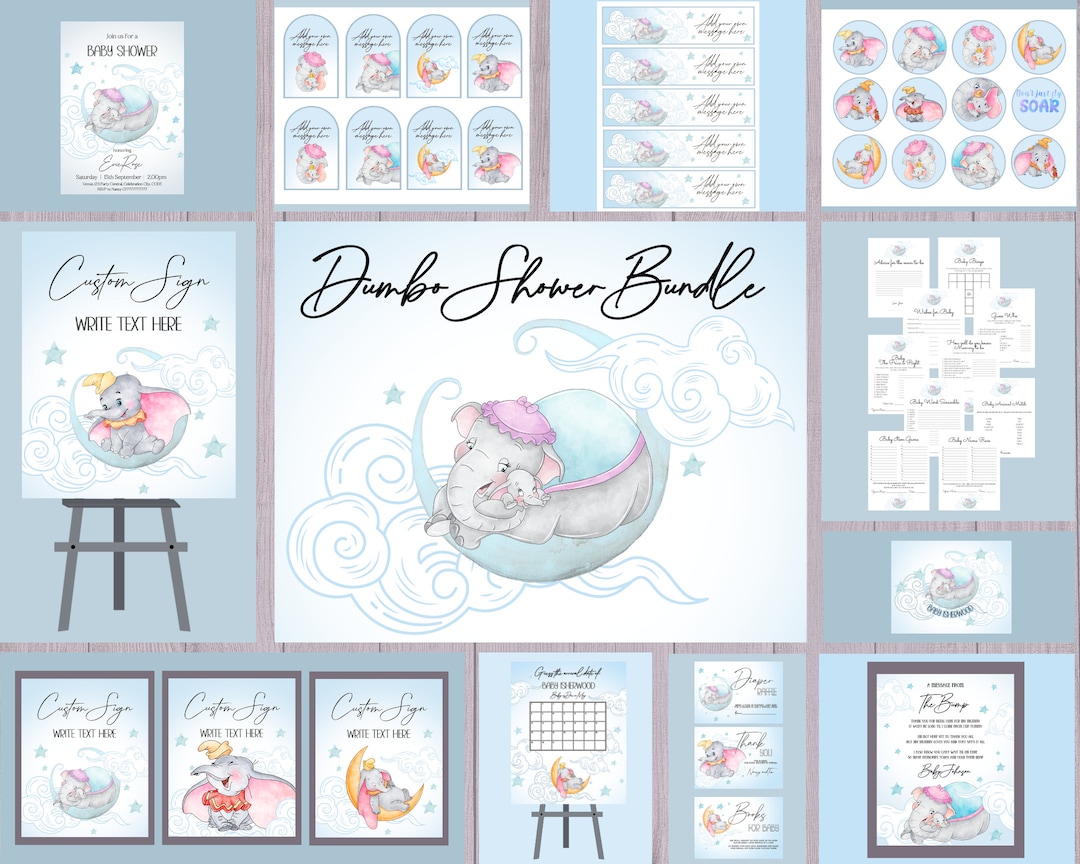 Elephant Baby Shower Complete Bundle, Baby Blue Elephant Party Decor ...