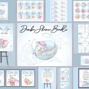 Elephant Baby Shower Bundle: Editable Invite, Signs, Games (Digital Design)