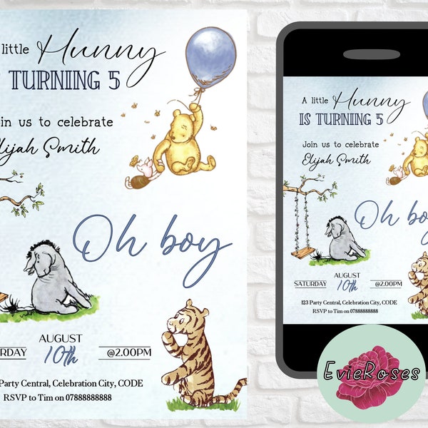 Winnie Pooh Piglet Birthday Invite 1st Birthday Etsy Israel Winnie Pooh Piglet Birthday Invite 1st Birthday Etsy Israel