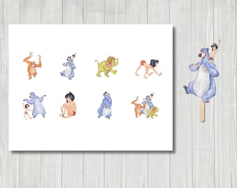 Watercolor Jungle Book Cake Toppers: Mowgli Party Decor (Digital Download