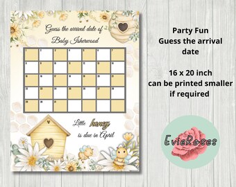 Babyshowerspel Bumble Bee: raad de aankomstdatum (digitale download)