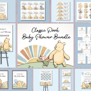 Classic Pooh Baby Shower Bundle: Editable Invite, Signs (Digital Design)