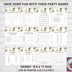 Prinses Douche Games Bundel, Afdrukbare Kikker Prinses Party Games, Raad de aankomstposter, Baby Girl Feestartikelen