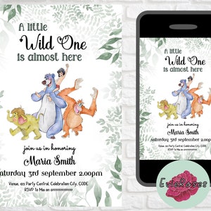 Jungle Baby Shower Invite, Editable Greenery Text Evite, Gender Neutral Baby Shower Decor, Digital Download E1120