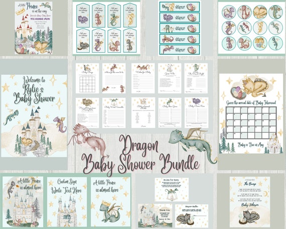 Dragon Prince Baby Shower Bundle: Mythical Kingdom Decorations (Digital Download)