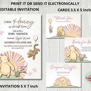 Winnie the Pooh Baby Shower Invitation Bundle (Digital Download)