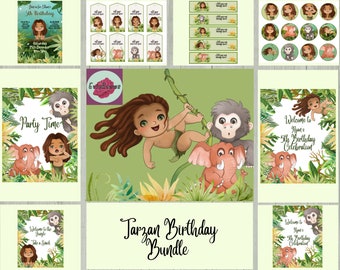 Jungle Boy Birthday Party Bundle: Editable Welcome Signs (Digital Design)