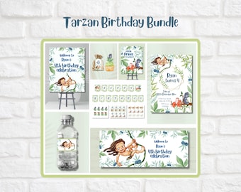 Tarzan Jungle Birthday Bundle, Printable Jungle Party Decor (Digital Download)