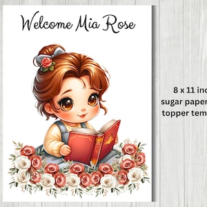 Belle Cake Topper, Zucker Papier Topper Vorlage, Prinzessin Birthday Cake Topper, Die Schöne und das Biest Topper, Rose Party Dekor