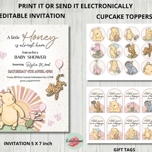 Classic Pooh Baby Shower Invitation Bundle: Gift Tags & Cake Toppers (Digital Design)