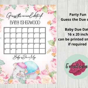 Dumbo Baby Shower Game: Guess the Arrival Date Poster (Digital Download)