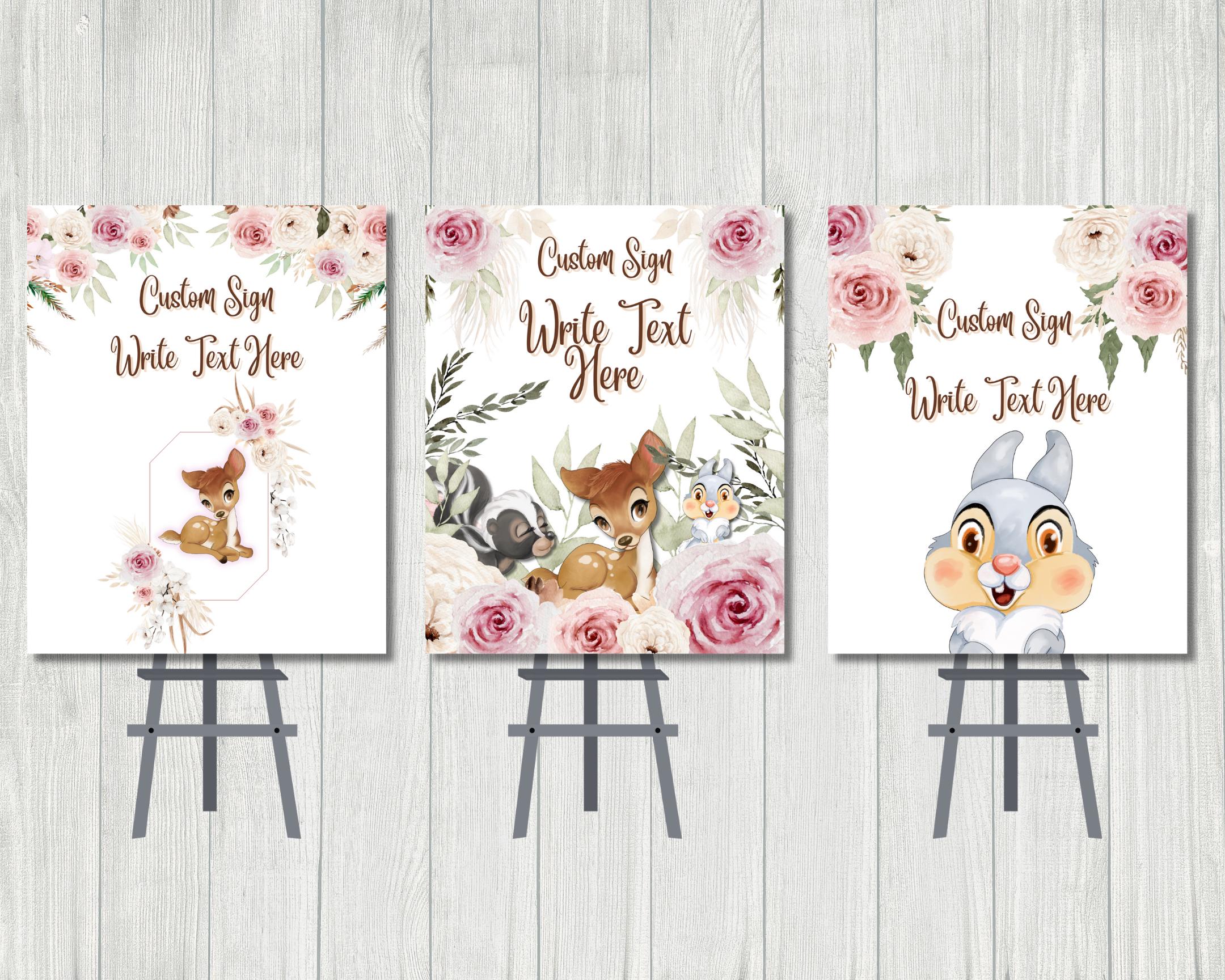 Floral Bambi Welcome Sign: Girls Baby Shower Decor (digital Design) - Etsy