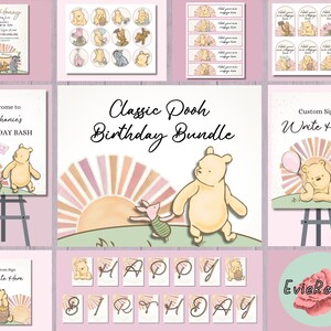 Winnie the Pooh Birthday Party Bundle: Pink Decor (Digital Download)