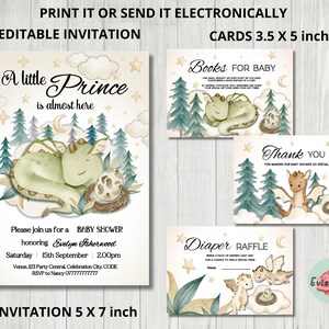 Dragon Baby Shower Invite, Green Dragon Egg Evite, Mythique Royaume, Petit Prince Baby Shower Merci Cardsm Livres pour carte de bébé