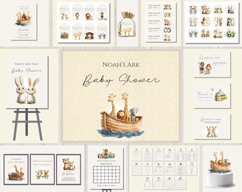 Noah's Ark Baby Shower Invitation Bundle: Complete Party Package, Printable