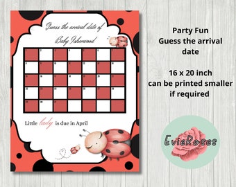 Ladybug Baby Shower Games Bundle: Guess the Arrival Poster (Digital Download)