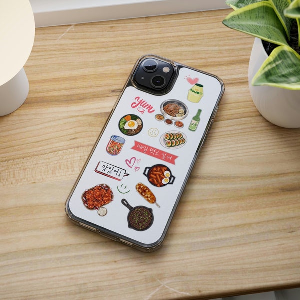 Korean Foodie Phone Case, iPhone Samsung Phone Cover, Korean Food Phone Cover, Gift for Foodie, Kfood Phone Case, Kimchi, Bulgogi, Bibimbap