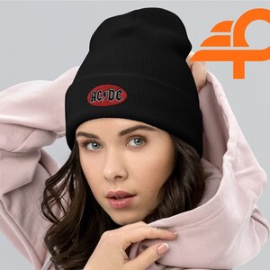 AC/DC Embroidered Beanie, Logo Music Embroidered Beanie Hat, Music ...