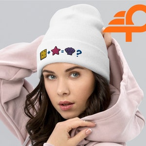 Sponge and Starfish Cartoon Inspired Embroidered Beanie, Funny Cartoon Sponge Funny Meme, Warm Cuffed Beanie, Gifts Idea