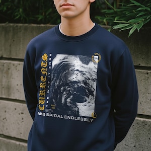 Currents Sweatshirt We Spiral Endlessly, Abstract Spiral Graphic Pullover, Alternative Rock Clothing, Unisex Gift