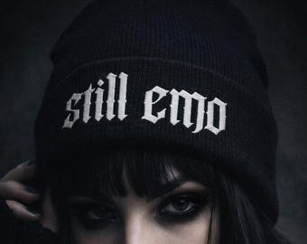Still Emo Beanie, Emo Embroidered Hat, Warm Cuffed Beanie, Medieval, Gothic, Goth, Emo Hat, Gifts Idea