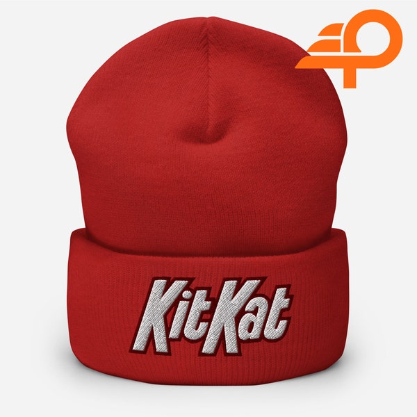 Bonnet KitKat, Chapeau brodé avec logo, Bonnet à revers chaud, Bonnet mignon, Cadeau de Noël, Idée cadeaux