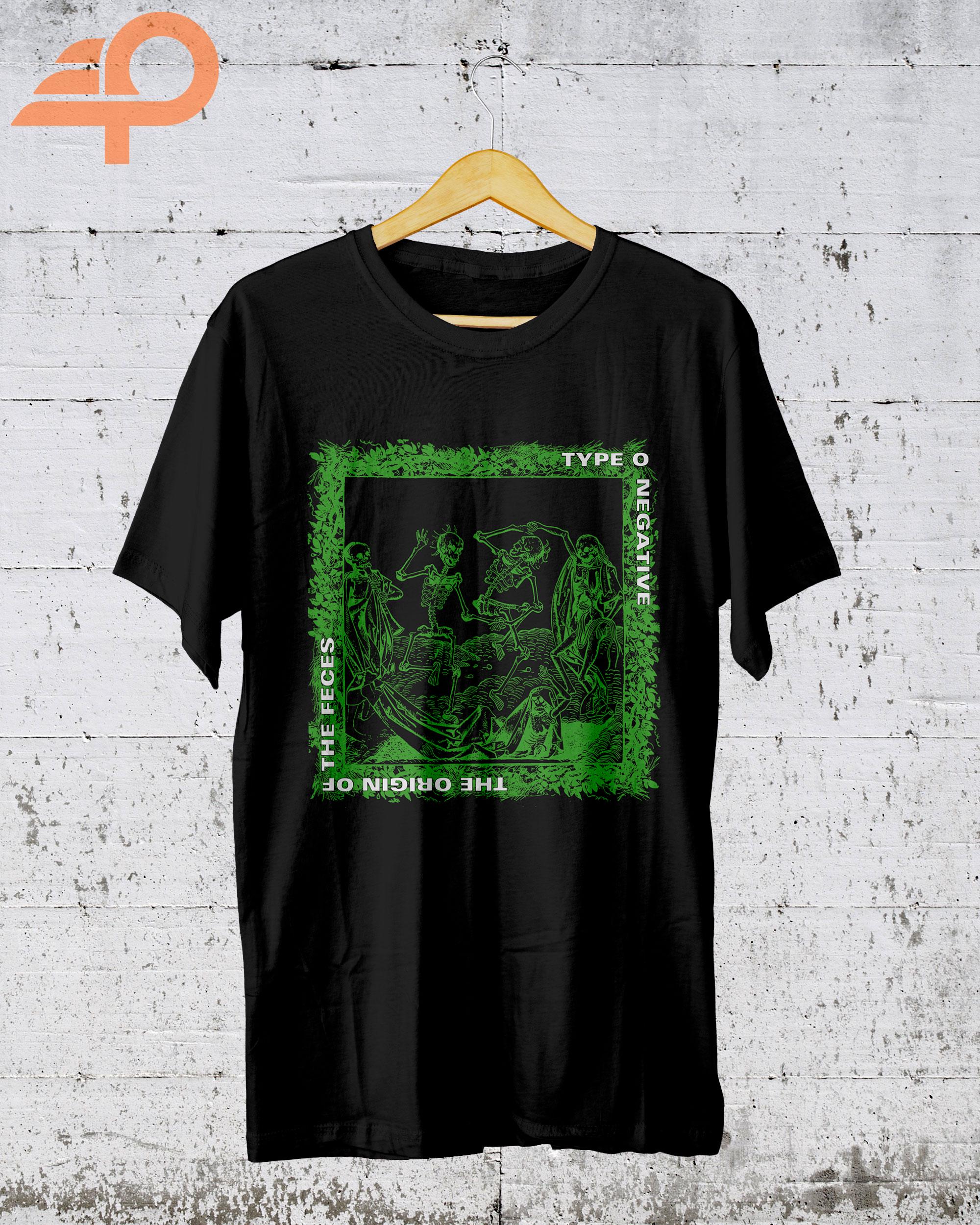 T-shirt Type O Negative – Green Man, Licence Officielle, Noir, Coton, Manches Courtes, Unisexe