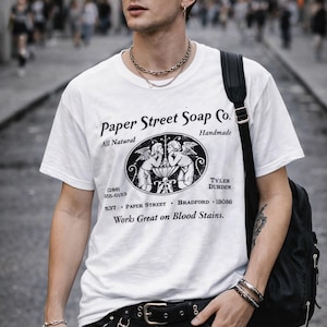 Camiseta Paper Street Soap, camiseta gráfica inspirada en la película El club de la lucha, camisetas de El club de la lucha, Street Fighter, camiseta de película, camisetas Y2K, camiseta unisex