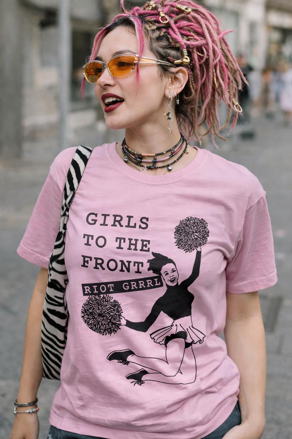 x-girl S/S HALF ZIP SHIRT、RIOT GRRRL L/S Girls to the Front Riot Grrrl Shirt, Feminist Punk Graphic Tee