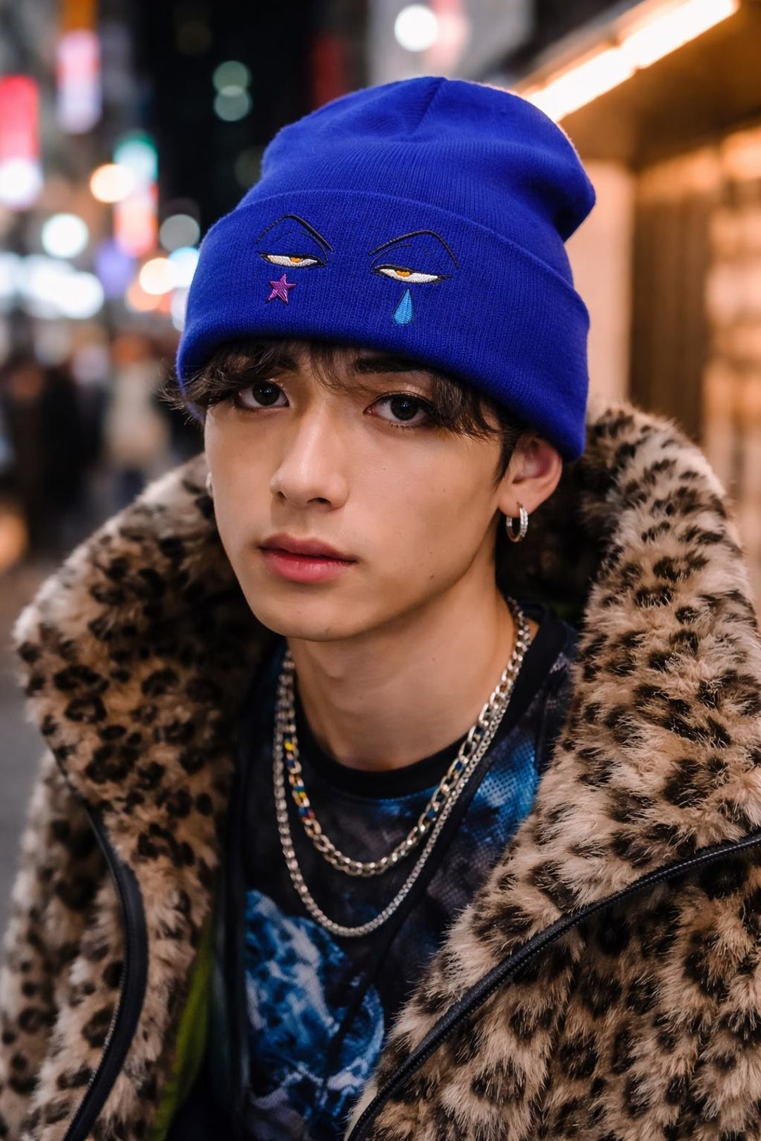 Anime Eyes Beanie, Anime Embroidered Hat, Japanese Anime Hat  display picture 2