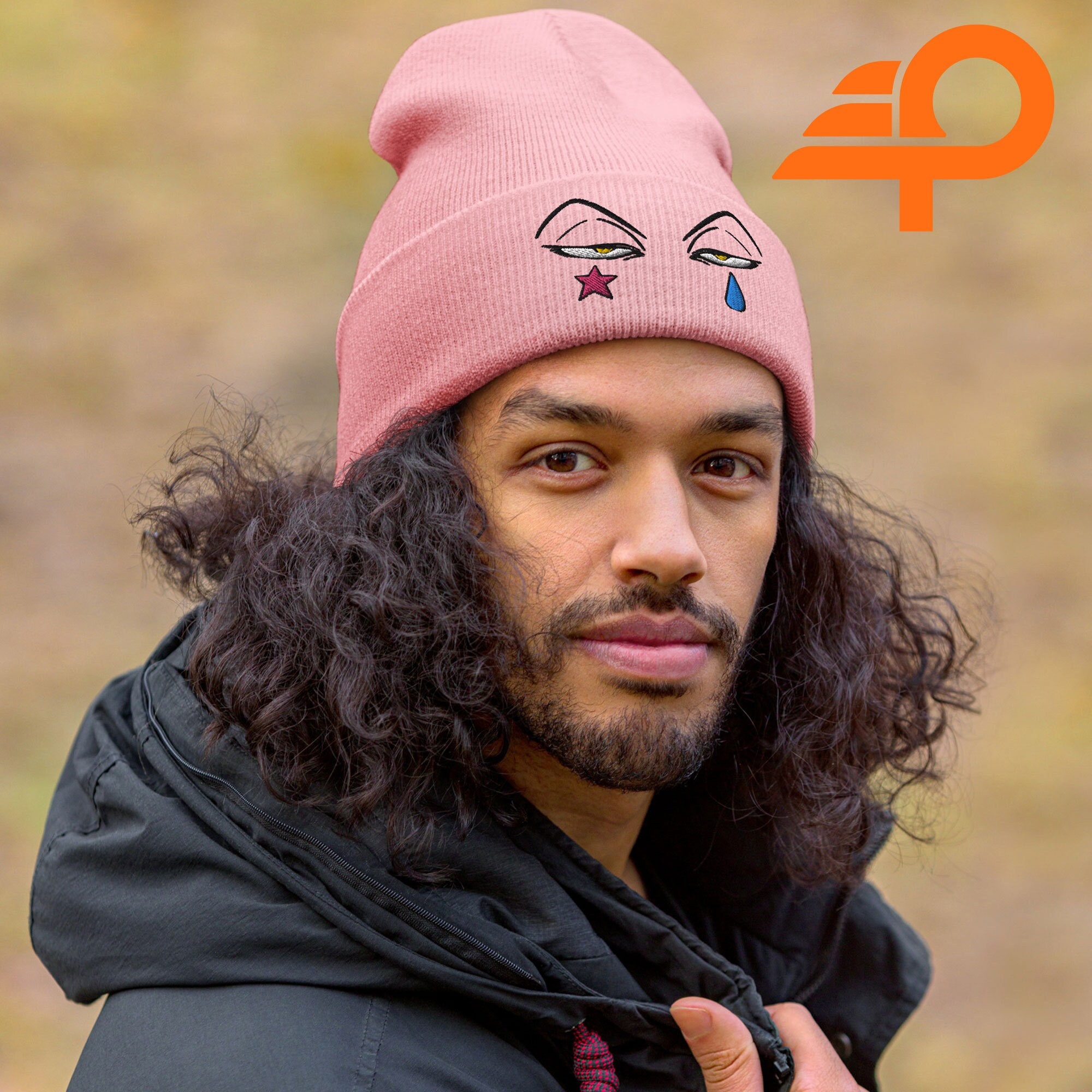 Anime Eyes Beanie, Anime Embroidered Hat, Japanese Anime Hat