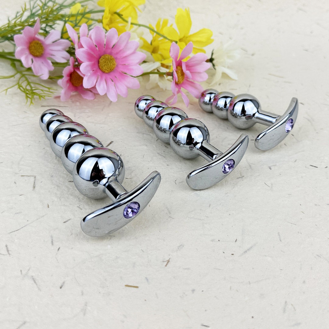 3 Sizes Metal Butt Plug With Jewelry, Anal Beads Training Butt Plugs, Gspot Prostate Massager
