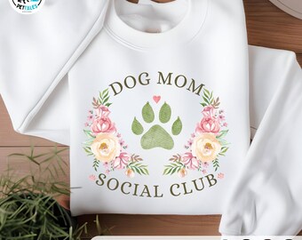 Felpa con stampa floreale per mamma di cani, maglione con stampa di zampe, maglione girocollo per amanti dei cani, maglietta da donna per cani, pullover con fiori in cotone, regalo per genitori di animali domestici